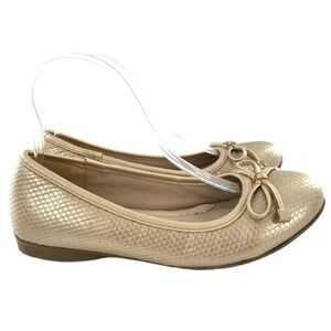 Gold toe ballet flats size 7 goldmetallic faux leather snakeskin print cap toe